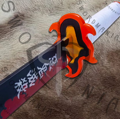 Demon Slayer Kyojuro Rengoku's Nichirin Sword with Plaque and Scabbard