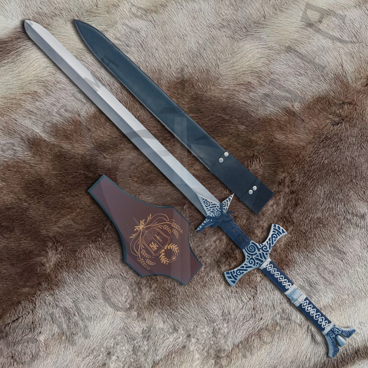 Elder Scrolls Skyrim Iron Greatsword with Wall Plaque and Sheath