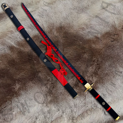 One Piece Enma Black of Roronoa Zoro Sword with Wall Plaque and Scabbard