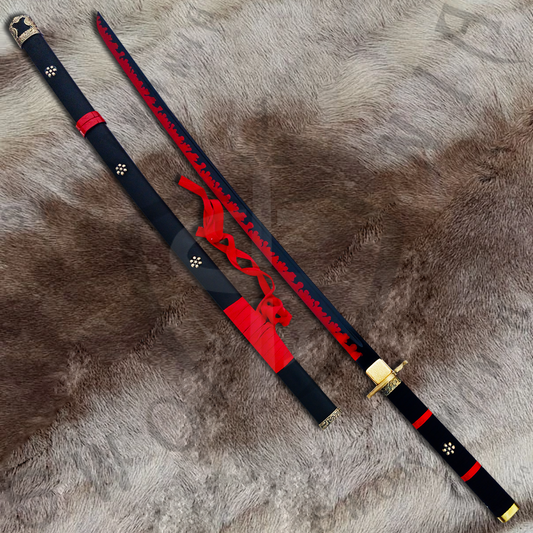 One Piece Enma Black of Roronoa Zoro Sword with Wall Plaque and Scabbard