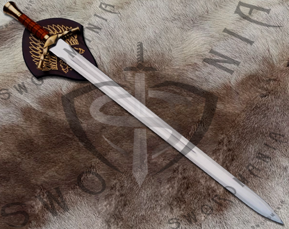 Boromir replica sword is handmade, hand forged full tang 38in full scale sword with a high polish finished blade and plaque is a remarkable piece in its own right, with a design that perfectly complements the sword's elegance and most importantly to display your cosplay replica