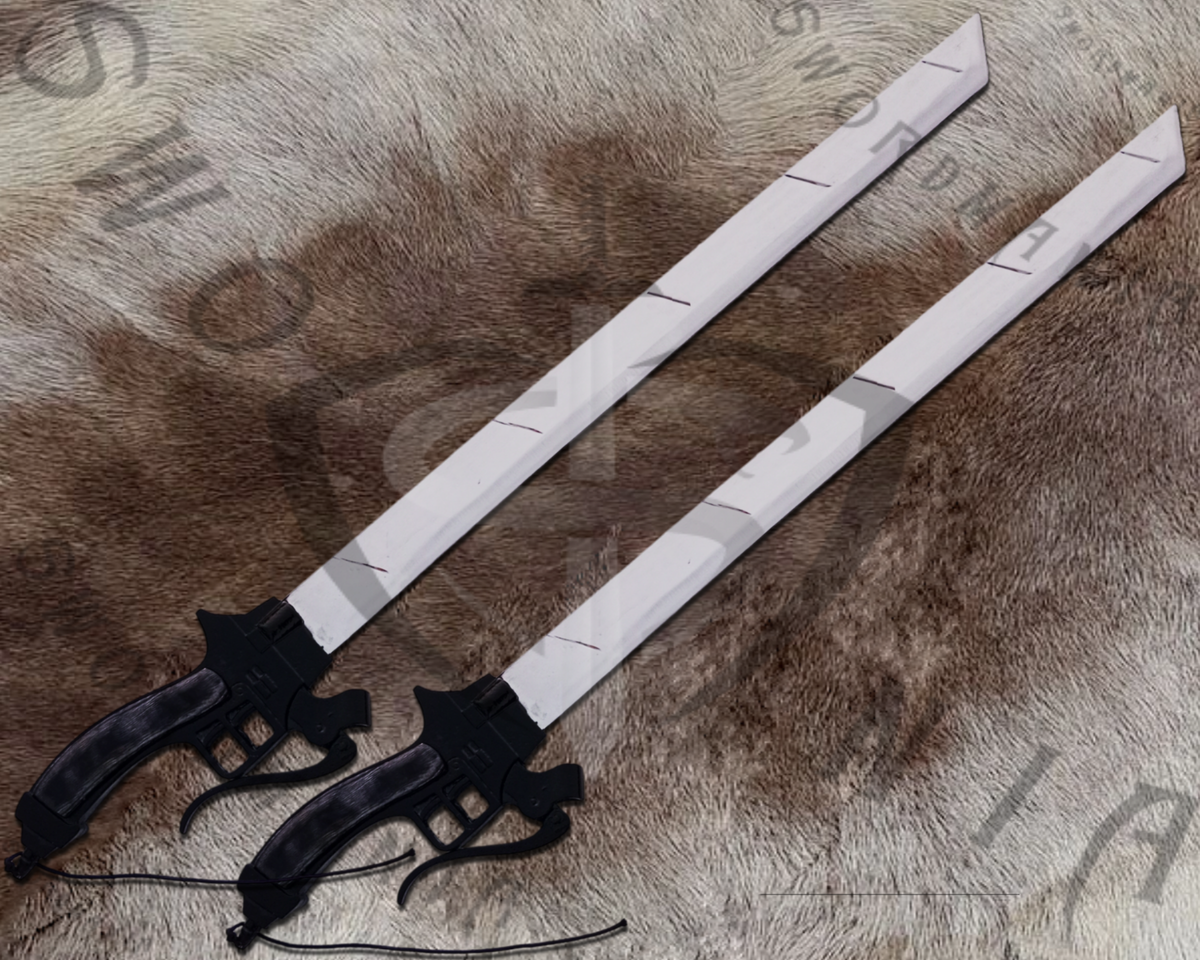 Blade Attacking Attack on Titan Gear Blade Ultrahard Swords of Eren Yeager with Plaque ...