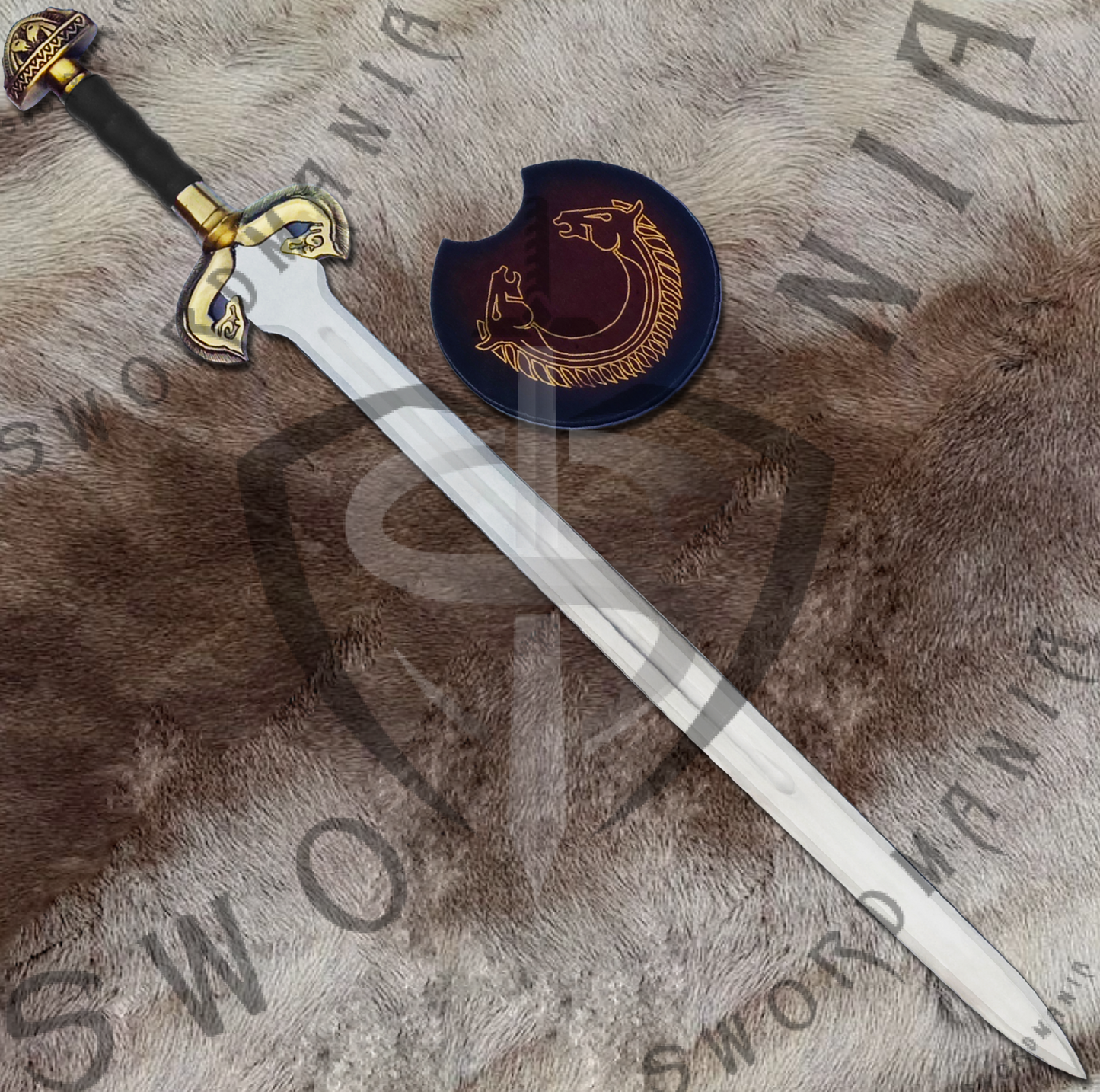 Handgrip Sword of Eowyn is handmade, hand forged full tang 40in full scale sword with a high polish finished blade that is edged and to display your cosplay replica of LOTR Handgrip Sword, we offer a FREE wooden complimentary plaque with metal fittings that allow you to display your sword with pride at your home or office.