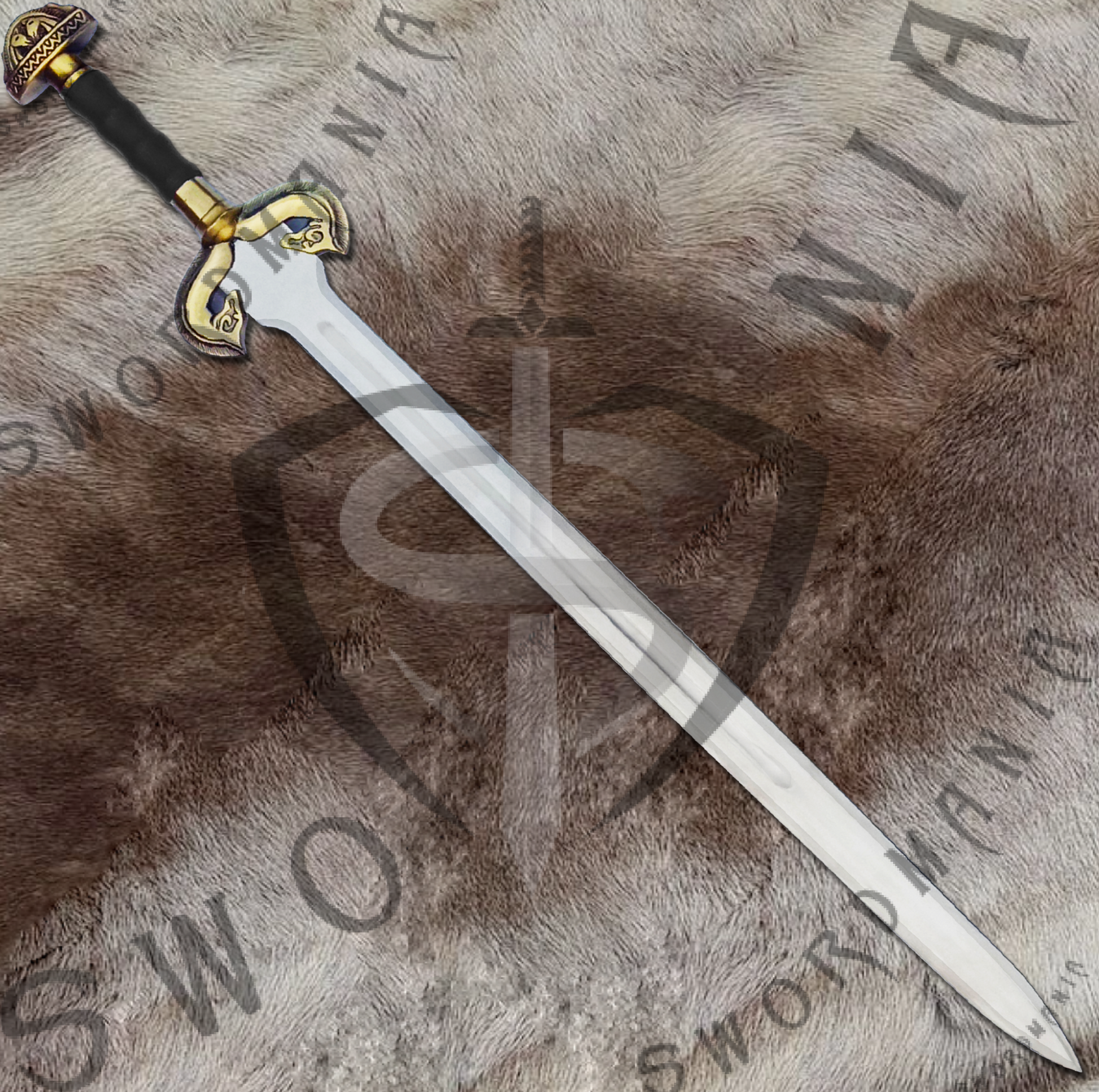 the blade Handgrip sword of Eowyn is high gloss finish with fuller than contains Rohan inscription ,forged this iconic fanatasy sword replica  from functional battle ready steels like high carbon steel,damascus and 5160 spring steel.