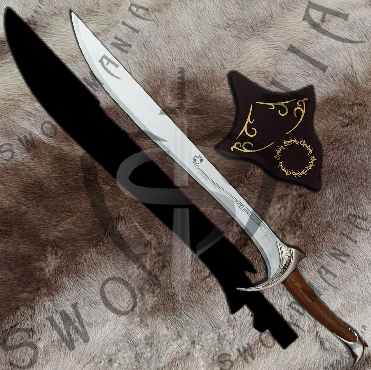 A complete set of Orcrist Sword of Thorin Okenshield, contains a 39in sword, a finely crafted sheath and a display plaque. Swordmania offers all of these in its replica of Orcrist Sword of Thorin ,, starting from just $79 with FREE shipping options available in some parts of USA, Canada & UK.