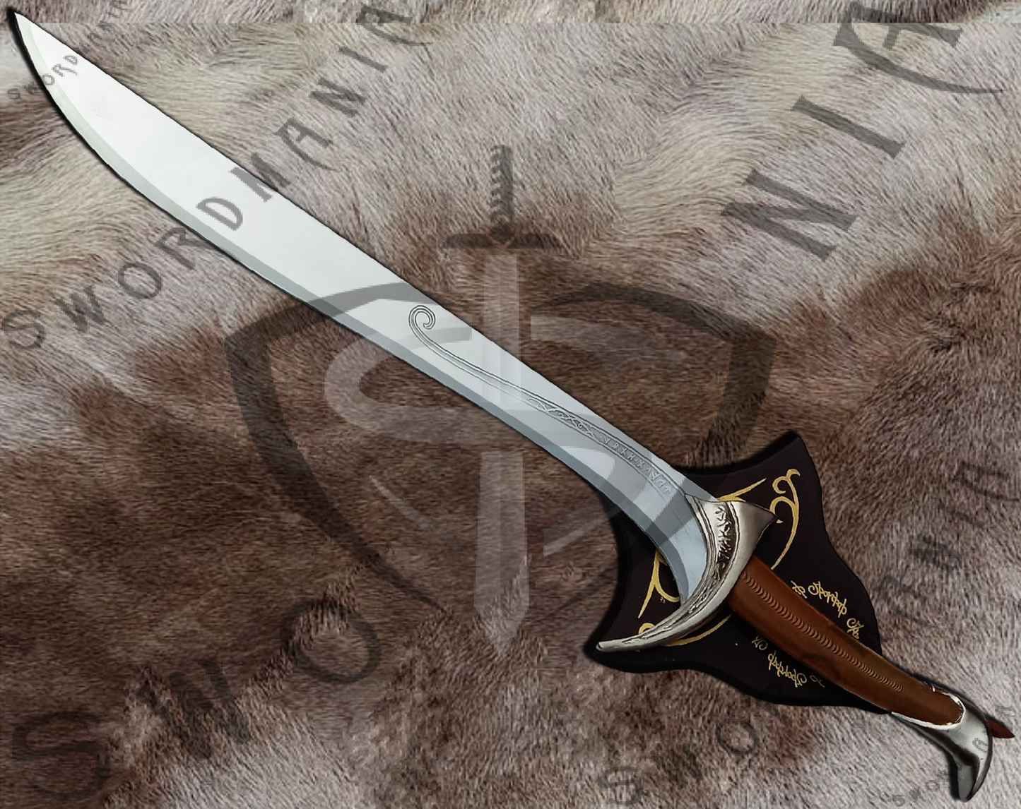 to display your cosplay replica of LOTR  Orcrist Sword of Thorin Okenshield,  we offer a FREE wooden complimentary plaque with metal fittings that allow you to display your sword with pride at your home or office.