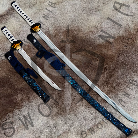 Ghost of Tsushima Clash of Clan Sakai Swords Pair of Tanto and Katana of Jin Sakai with Plaque and Scabbard-SM561