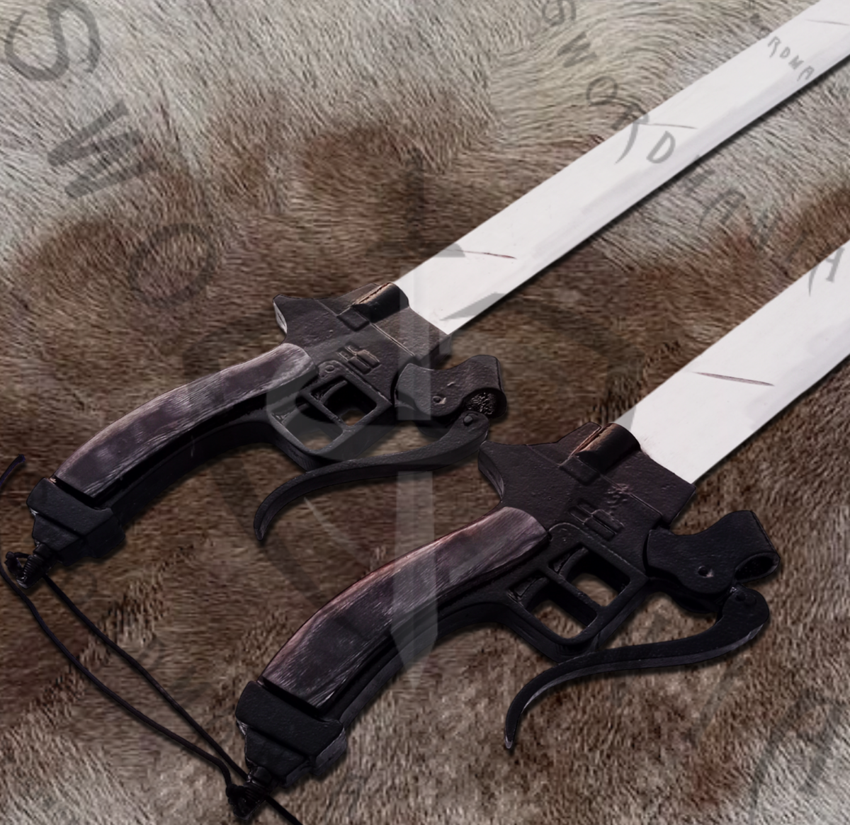 Blade Attacking Attack on Titan Gear Blade Ultrahard Swords of Eren Yeager with Plaque ...