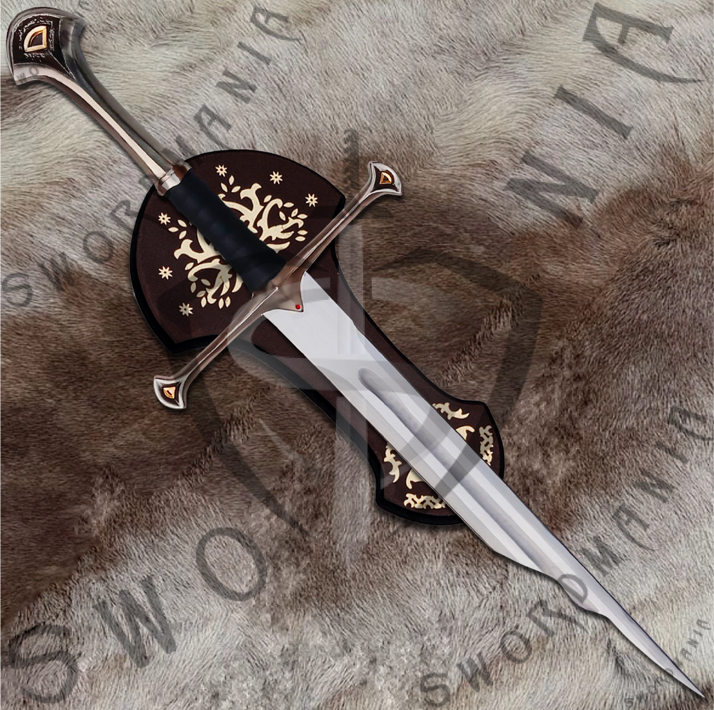 LOTR Handle Shred of Narsil Sword of Aragorn with Wall Plaque