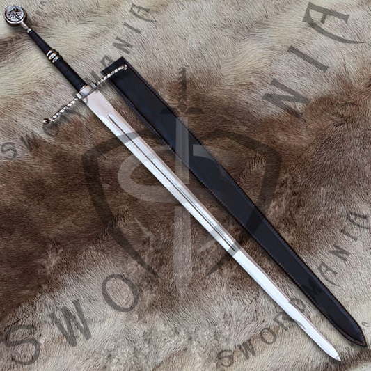 Witcher Bremervoord  Silver Sword Geralt's Bremervoord Silver Sword with Wall Plaque and Scabbard-SM961