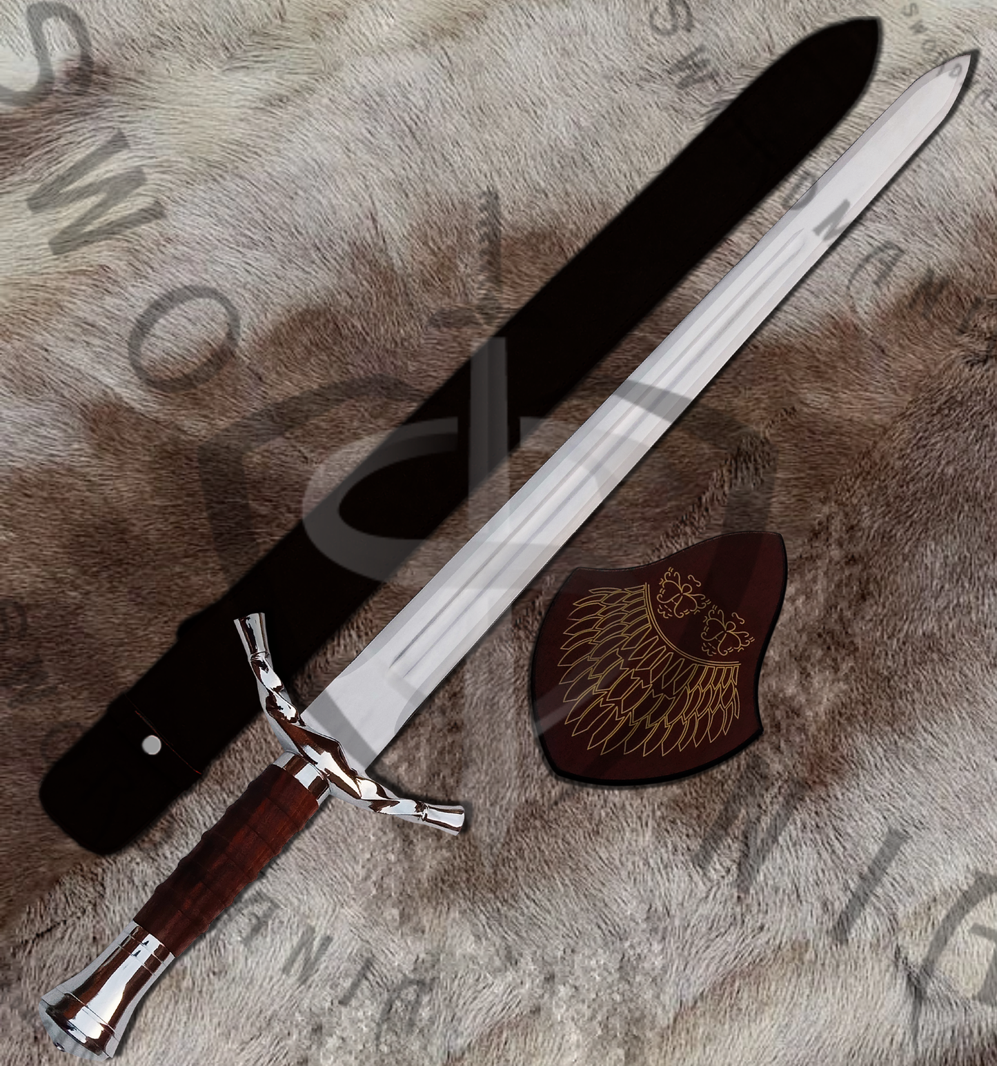 A complete set of a Boromir Sword of Boromir son of Denethor, 38in sword, a leather sheath and a display plaque. Swordmania offers all of these in its replica of Boromir Sword starting from just $79 with FREE shipping options available in some parts of USA, Canada & UK.