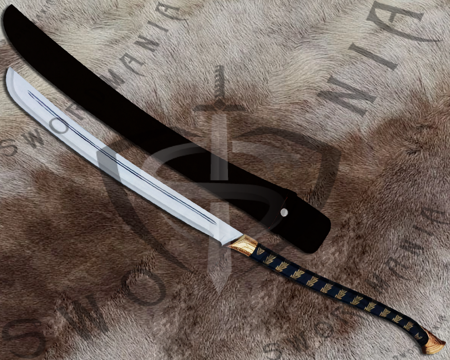 High Elven  sword is handmade, hand forged full tang 45in full scale sword with a high polish finished blade that is edged and for its safety during carriage and cosplay, we offer a free complimentary wooden scabbard stitched with pure leather to perfectly couple the high quality manufacturing of the sword of Galadhrim by expert swordsmiths at SWORDMANIA