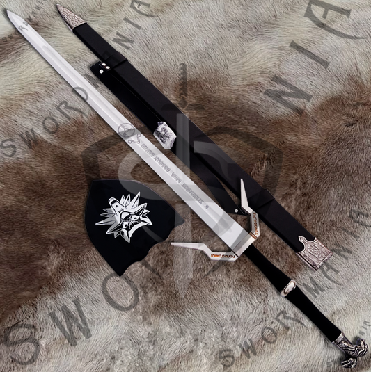 Witcher Geralt's Silver Sword with Wall Plaque and Scabbard-SM971