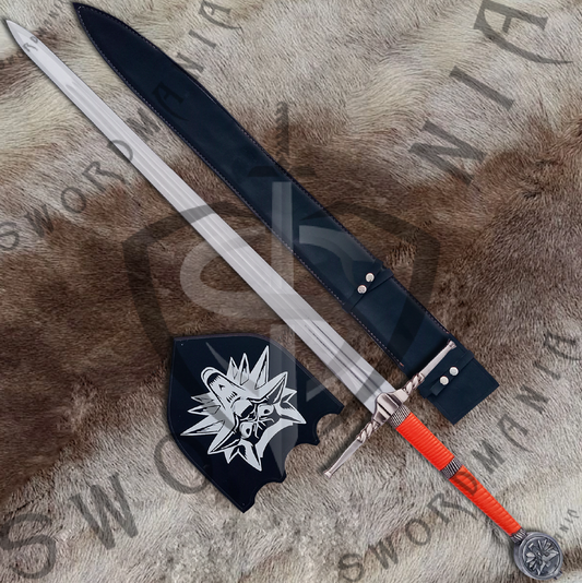 Witcher Orange Geralt's Steel Sword with Wall Plaque and Scabbard-SM973