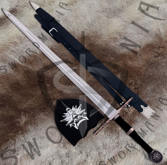 Witcher Geralt's Feline Steel Sword (Black) with Wall Plaque and Scabbard-SM974