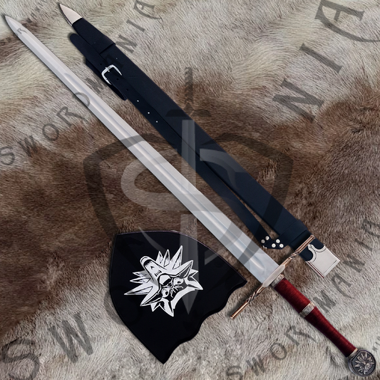 Witcher Geralt's Feline Steel Sword (Brown) with Wall Plaque and Scabbard-SM975