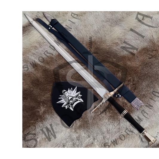 Witcher Geralt's Maribor Steel Sword with Wall Plaque and Scabbard-SM976