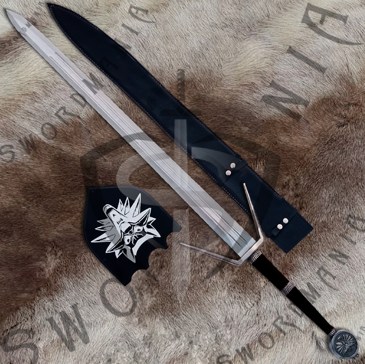 Witcher Feline Silver Sword Geralt's Feline Silver Sword with Wall Plaque and Scabbard-SM978