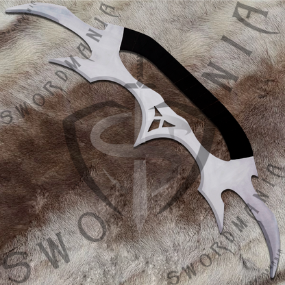 Bat'leth replica sword is handmade, hand forged full scale 45in sword with a high polish finished blade and sword's handle is wrapped with black wrapping, making the entire sword a one piece sword.