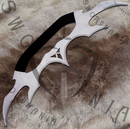 Bat'leth replica sword is handmade, hand forged full scale 45in sword with a high polish finished blade and sword's handle is also forged full tang, making the entire sword a one piece sword.