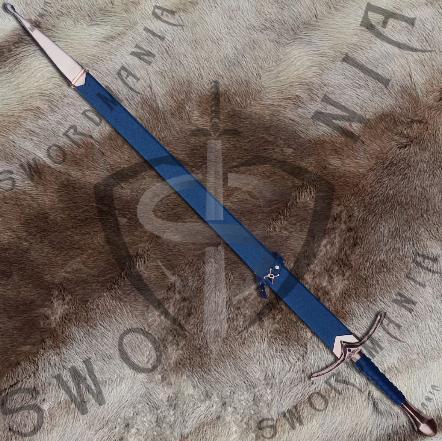  Hobbit Glamdring sword has wooden scabbard hand stitched with pure blue leather to perfectly couple the high quality of sword .