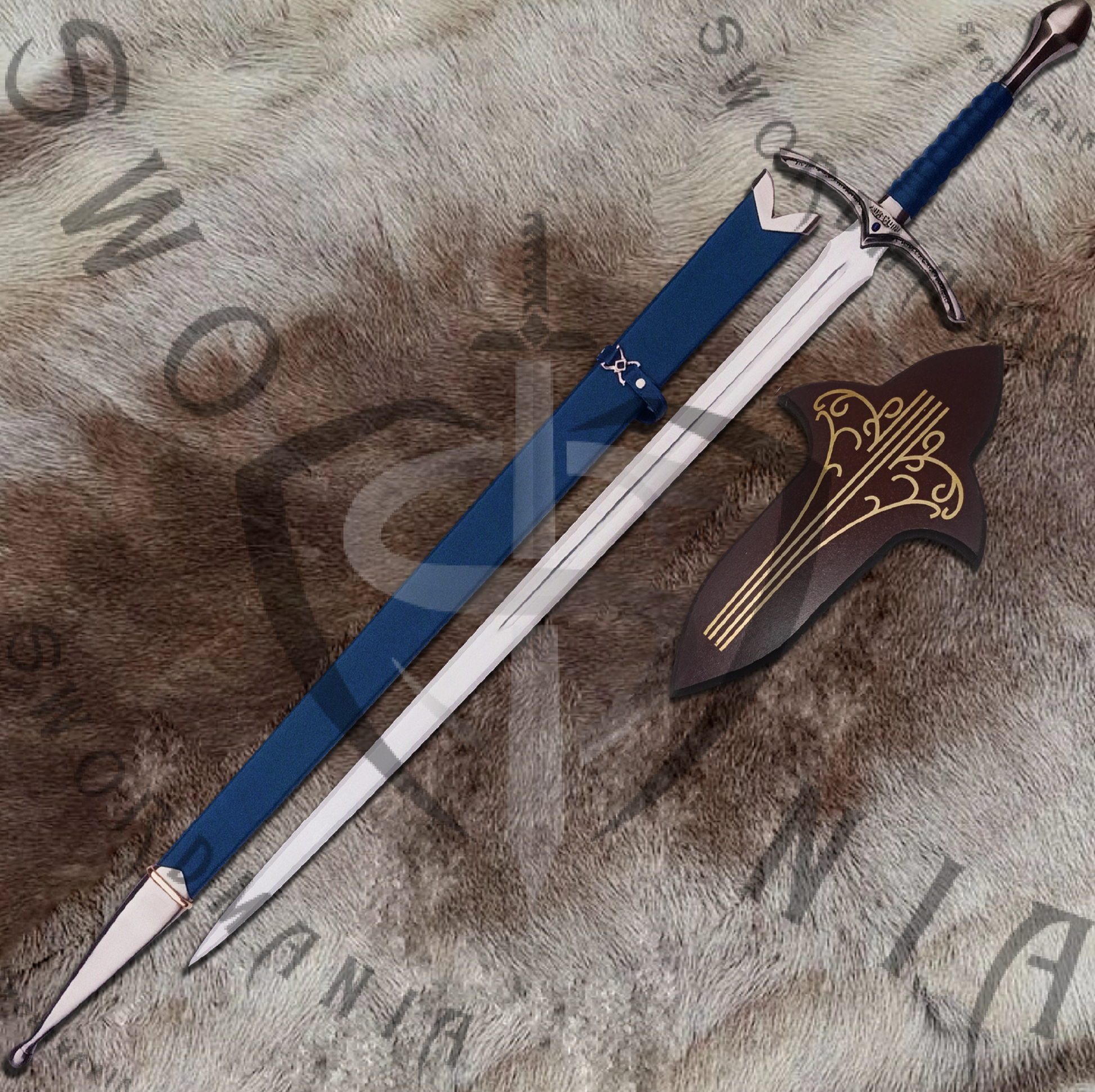 A complete set of Glamdring Sword of Gandalf The Grey Wizard, contains a 45in sword, a wooden scabbard and a display plaque. Swordmania offers all of these in its replica of Hobbit Glamdring Sword of Gandalf, starting from just $79 with FREE shipping options available in some parts of USA, Canada & UK.