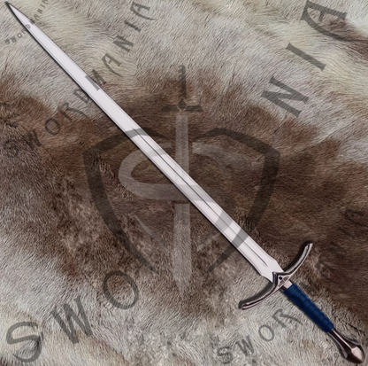 We forged this iconic fanatasy Hobbit Glamdring Sword of Gandalf replica from functional battle ready steels like high carbon steel,damascus and 5160 spring steel.