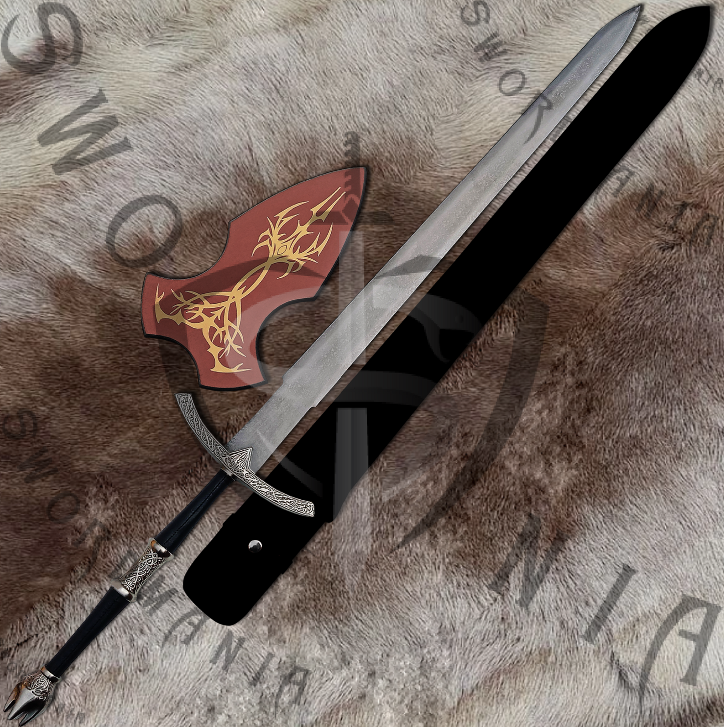 A complete set of Witch King Sword of  Angmar's Chief  contains a 45in sword, a finely crafted sheath and a display plaque. Swordmania offers all of these in its replica of Witch King Sword of Angmar, starting from just $79 with FREE shipping options available in some parts of USA, Canada & UK.